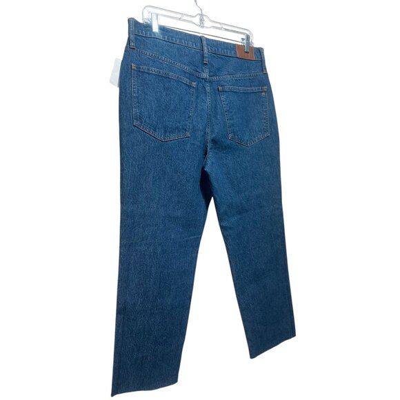 Madewell Perfect Vintage Jeans Womens 31 Dark Wash Straight High Rise Raw Hem - Picture 15 of 16